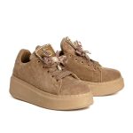 Γυναικεία Sneakers Μπεζ με Πέρλες & Στρας