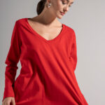 Μπλούζα με V oversized Κόκκινη