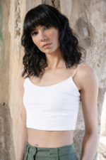 Μπλουζάκι κροπ ραντάκι Λευκό