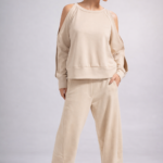 Παντελόνι φούτερ με τσέπες barrel Μπεζ