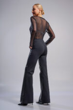 Διαφάνεια μακρυμάνικη σε στενή γραμμή Μαύρη - Image 2