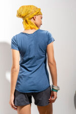 Μπλούζα V μεσάτη με οβάλ τελείωμα κοντομάνικη Μπλε - Image 2