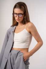 Μπλουζάκι κροπ ραντάκι Λευκό - Image 2