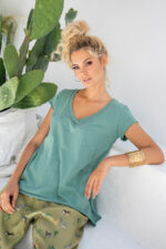 Μπλούζα με κοντό μανίκι V oversized Βεραμάν - Image 4