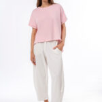 Παντελόνι φούτερ με τσέπες barrel Λευκό