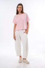 Παντελόνι φούτερ με τσέπες barrel Λευκό