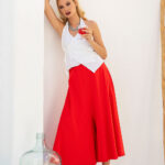 Παντελόνα ζιπ κιλότ Κόκκινο