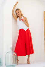 Παντελόνα ζιπ κιλότ Κόκκινο