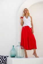 Παντελόνα ζιπ κιλότ Κόκκινο - Image 3