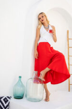 Παντελόνα ζιπ κιλότ Κόκκινο - Image 4