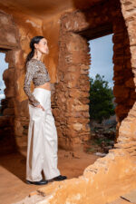 Μπλούζα crop animal print με μακρύ μανίκι - Image 3