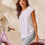 Μπλούζα κοντομάνικη με άνοιγμα στο πλαι Λευκή