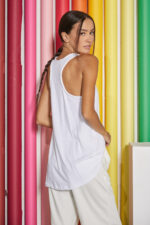 Μπλούζα με αθλητική πλάτη basic Λευκή - Image 2