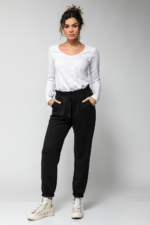 Παντελόνι φούτερ με λάστιχο και ρυθμιζόμενο κορδόνι Μαύρο