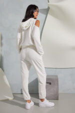 Παντελόνι φούτερ με λάστιχο και ρυθμιζόμενο κορδόνι Λευκό - Image 2