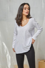 Μπλούζα με V oversized Λευκή