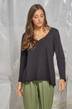 Μπλούζα με V oversized Μαύρη