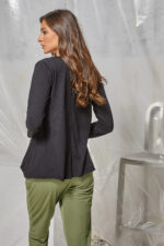 Μπλούζα με V oversized Μαύρη - Image 2