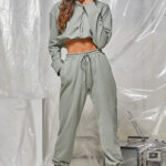 Παντελόνι φούτερ με λάστιχο και ρυθμιζόμενο κορδόνι Γκρι