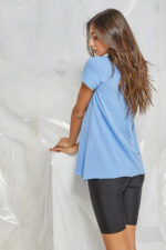 Μπλούζα με κοντό μανίκι V oversized Μπλε - Image 2