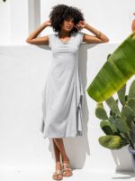 Minimal Midi Dress με Ασύμμετρη Κίνηση - Image 7