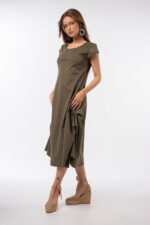 Minimal Midi Dress με Ασύμμετρη Κίνηση - Image 3
