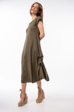 Minimal Midi Dress με Ασύμμετρη Κίνηση