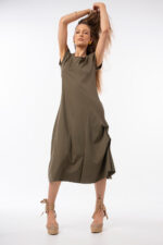 Minimal Midi Dress με Ασύμμετρη Κίνηση - Image 4