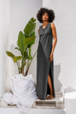 Μακρύ Αμάνικο Φόρεμα με Άνοιγμα στο Πλάι - Image 2